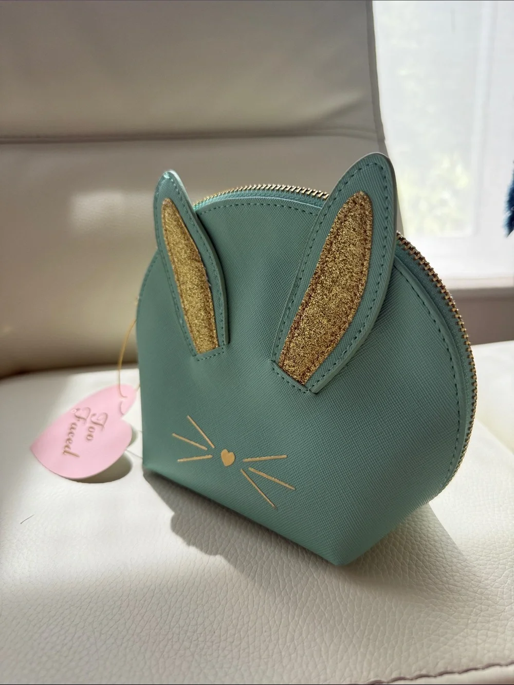 Too Faced Teal Cool‎ Not Cruel Bunny Makeup Bag